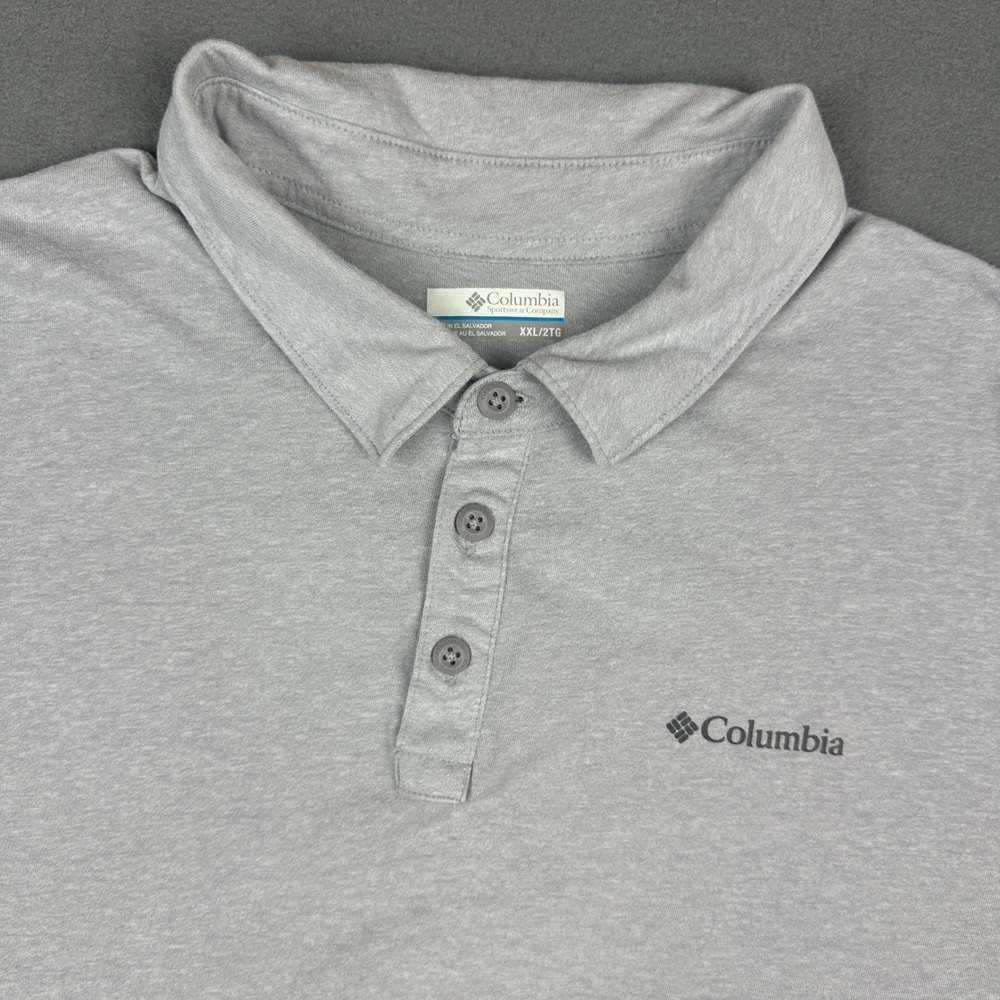 Columbia Mens XXL Gray Omni Wick Short Sleeve Polo Shirt Hiking Golf Activewear
